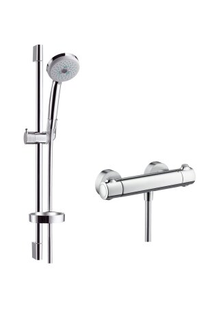 Hansgrohe Croma 100 surface-mounted shower system Multi with Ecostat Comfort thermostat and shower bar 65 cm, 27086000, chrome