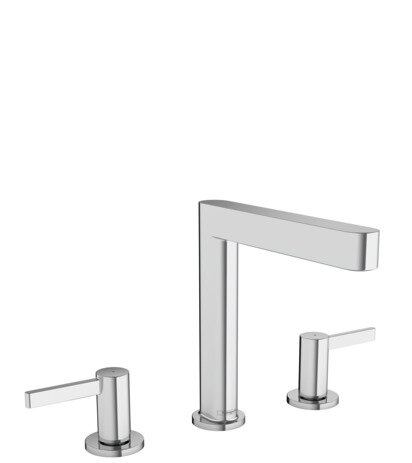 hansgrohe Finoris 3-hole basin mixer 160 with push-open waste, projection 169 mm, 76034