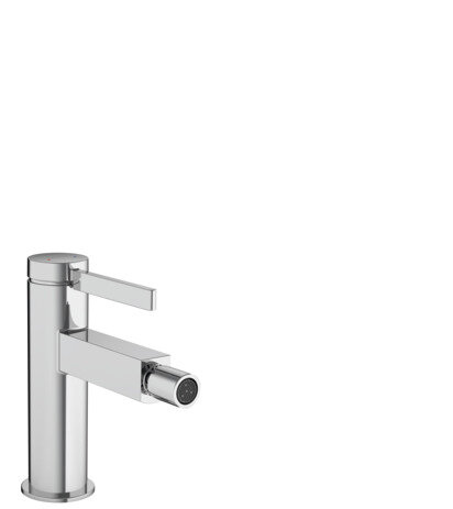 hansgrohe Finoris single lever bidet mixer with push-open waste, 129 mm projection, 76200