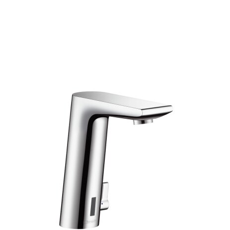 Hangrohe Metris electronic washbasin mixer with temperature regulation, mains connection 230 V, projection 128mm