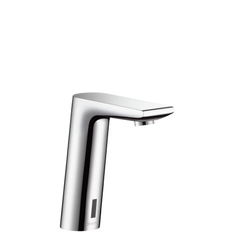 Hangrohe Metris S electronic washbasin mixer with temperature presetting, battery operation, discharge 128mm