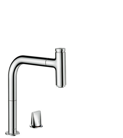 hansgrohe Metris Select M71 2-hole single lever kitchen mixer 200, pull-out spout, 1jet, sBox