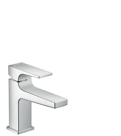 hansgrohe Metropol single-lever basin mixer 100, lever handle, push-open pop-up waste, for hand-rins...