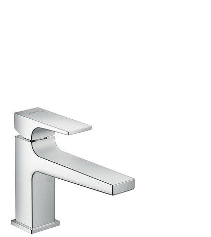 Hansgrohe Metropol single-lever basin mixer 100, lever handle, push-open waste, projection 156mm