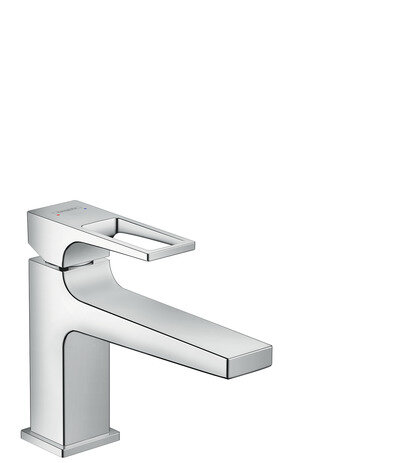 Hansgrohe Metropol single-lever basin mixer 100 with handle and push-open waste, 116mm projection