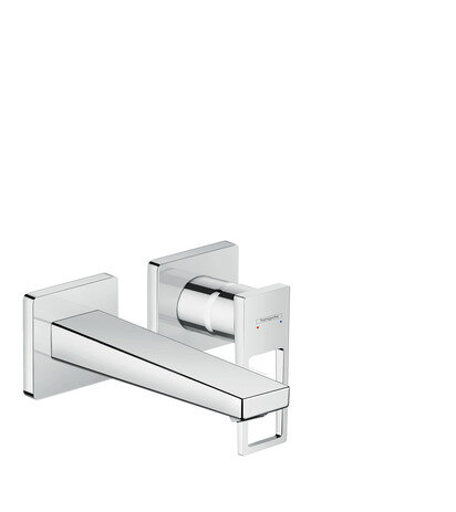 Hansgrohe Metropol single-lever washbasin mixer, flush-mounted, lever handle, 165mm projection, wall mounting