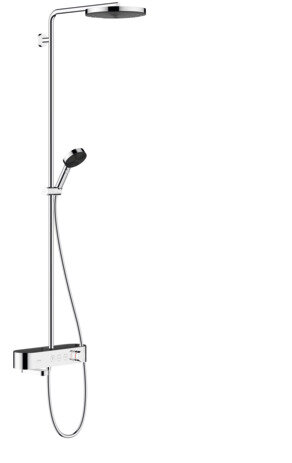 Hansgrohe Pulsify S shower system 260 1 spray type with bath thermostat ShowerTablet Select 400, chr...