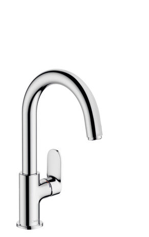 hansgrohe Vernis Blend single-lever basin mixer with swivel spout and pop-up waste chrome, 166 mm pr...