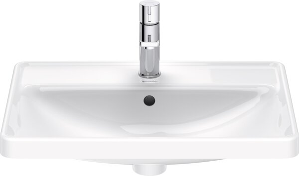 Duravit D-Neo built-in washbasin, 600x440mm, white high gloss, polished, 1 tap hole, with overflow, 0357600027