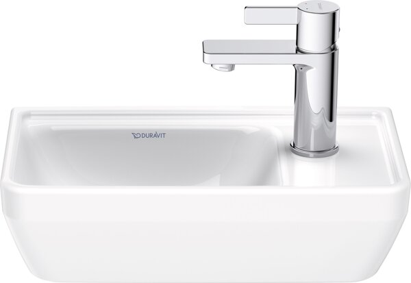 Duravit D-Neo hand-rinse basin, 400x220mm, 1 tap hole, without overflow, white high gloss, 0739400041