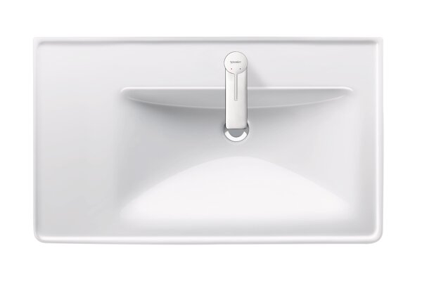 Duravit D-Neo Möbelwaschtisch, Becken rechts, 800x480mm, 1 Hahnloch, mit Überlauf, weiß Hochglanz...