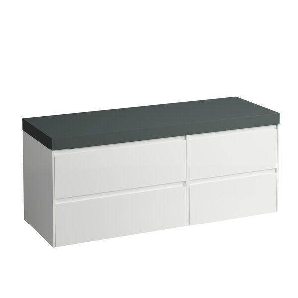 Laufen Lani vanity top traffic gray incl. vanity unit, without cutout, large drawer left, 1370x495x580mm, H405580112