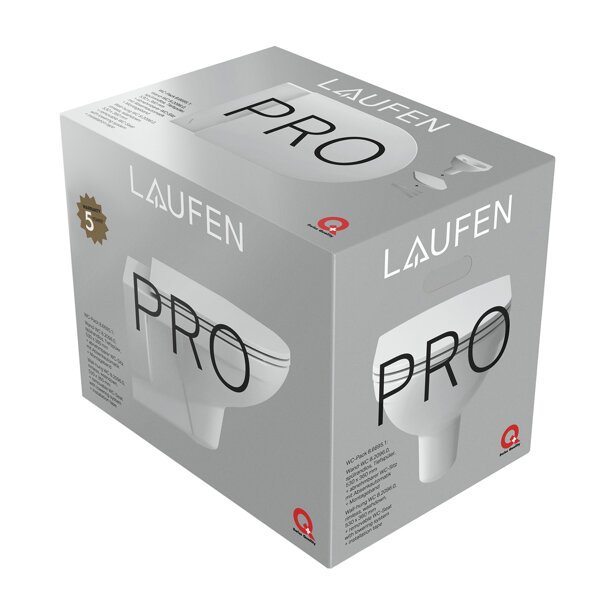 Laufen Pro WC set, wall-mounted toilet incl. toilet seat with lid, open attachment, 6/3 liter flushing, H8669510000001