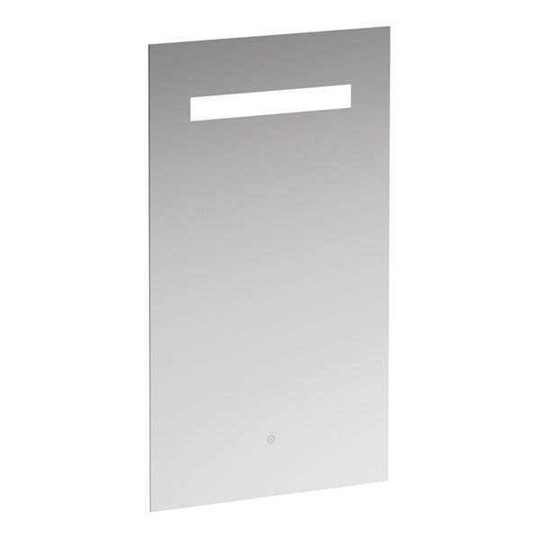 Running Leelo mirror with integrated horizontal LED lighting, aluminium frame, 450 mm, version with 1 touch sensor switch