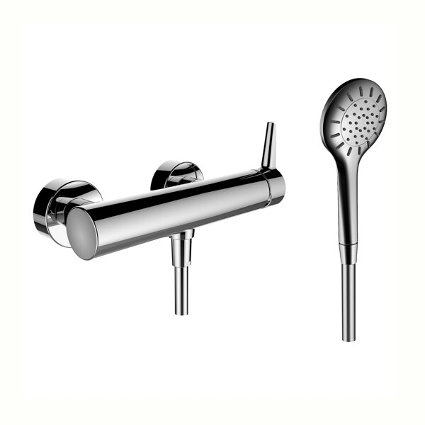 Laufen PURE shower mixer, exposed, 1 consumer, with hand shower and shower hose, HF901750100600