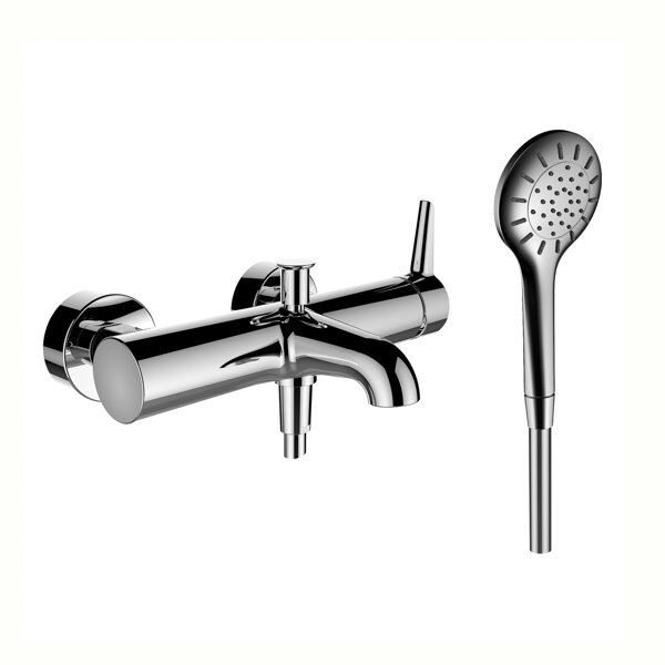 Laufen PURE bath mixer, exposed, 2 consumers, with hand shower and shower hose, HF901760100600