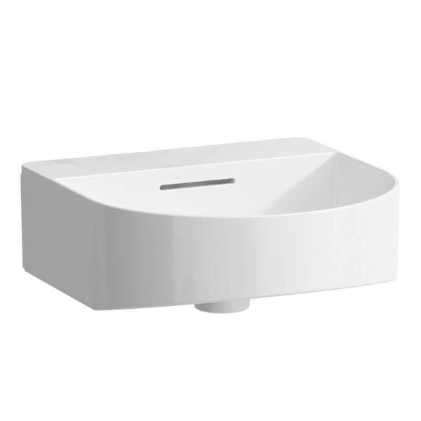 Running Sonar Hand-rinse basin, without tap hole, with overflow, 410x420mm, incl. valve cover, incl. template, white