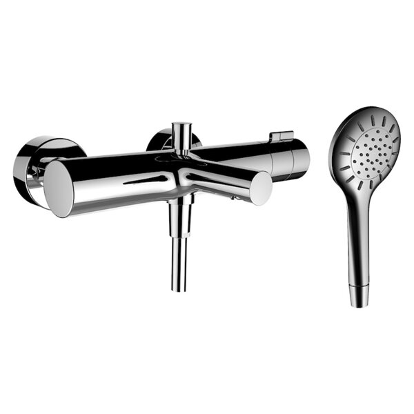 Laufen TwinPlus bath mixer, exposed, thermostat, 2 consumers, diverter, incl. hand shower/shower hos...