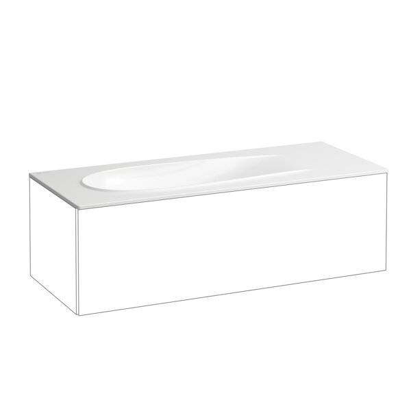 Laufen Il Bagno Alessi countertop washbasin, 1 tap hole, with overflow and drain valve, 120x50cm, H817979