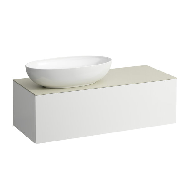 Laufen Il Bagno Alessi drawer element, 1 tap hole, stone top Calce Avorio, cutout left, 120x50x37cm,...