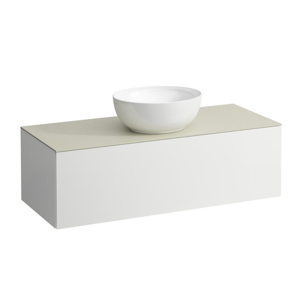 Laufen Il Bagno Alessi drawer unit, stone top Calce Avorio, cutout center, 120x50x37cm, 1 drawer, H4...