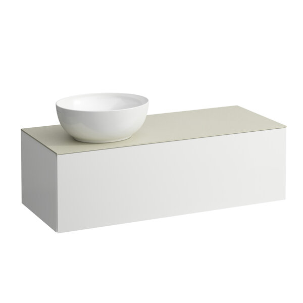 Laufen Il Bagno Alessi drawer element, stone top Calce Avorio, cutout left, 120x50x37cm, to WT bowl ...