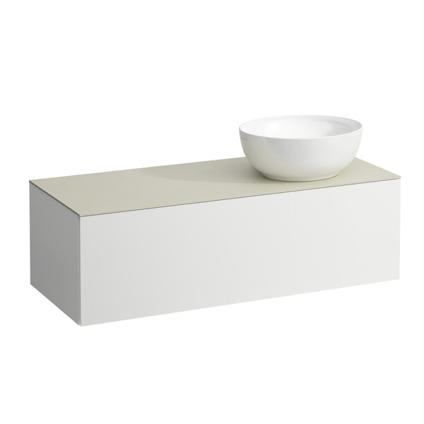 Laufen Il Bagno Alessi drawer element, stone top Calce Avorio, cutout right, 120x50x37cm, to WT bowl...