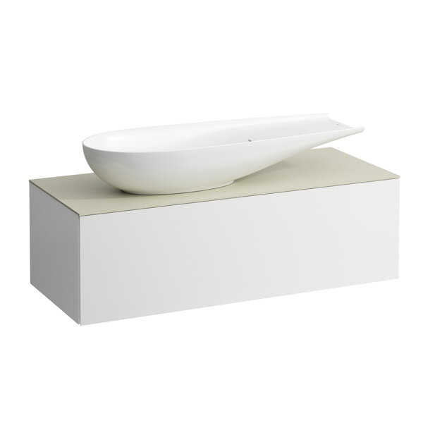 Laufen Il Bagno Alessi drawer element, stone top Calce Avorio, cutout left, 120x50x37cm, to WT bowl ...