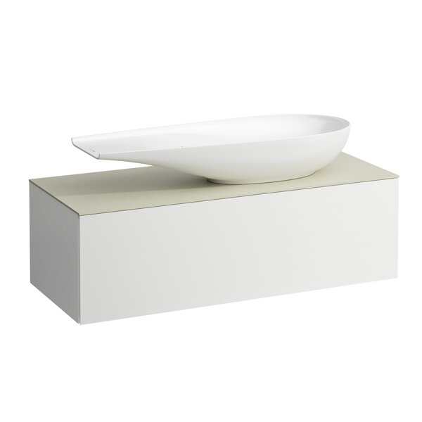 Laufen Il Bagno Alessi drawer element, stone top Calce Avorio, cutout right, 120x50x37cm, to WT bowl...