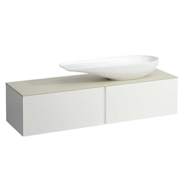 Laufen Il Bagno Alessi drawer unit, stone top Calce Avorio, cutout right, 160x50x37cm, to WT bowl H8...