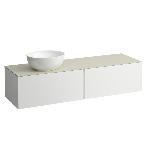 Laufen Il Bagno Alessi drawer element, stone top Calce Avorio, cutout left, 160x50x37cm, to WT bowl ...