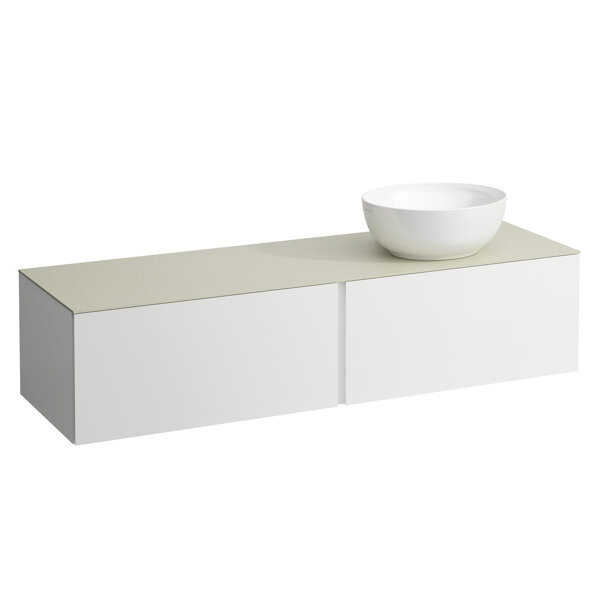 Laufen Il Bagno Alessi drawer unit, stone top Calce Avorio, cutout right, 160x50x37cm, to WT bowl H8...