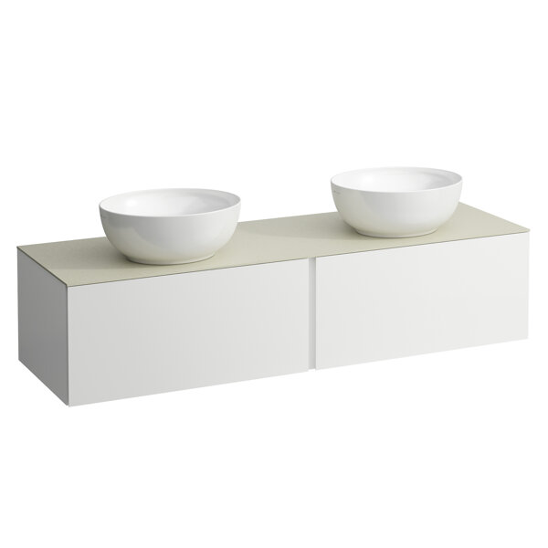 Laufen Il Bagno Alessi drawer unit, stone top Calce Avorio, cutout right/left, 160x50x37cm, 2 drawer...