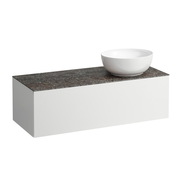 Laufen Il Bagno Alessi drawer element, stone top Marrone Naturale, cutout right, 120x50x37cm, to WT ...