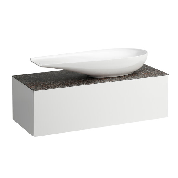 Laufen Il Bagno Alessi drawer element, stone top Marrone Naturale, cutout right, 120x50x37cm, to WT ...