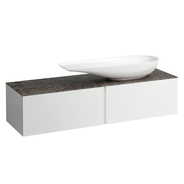 Laufen Il Bagno Alessi drawer element, stone top Marrone Naturale, cutout right, 160x50x37cm, to WT ...