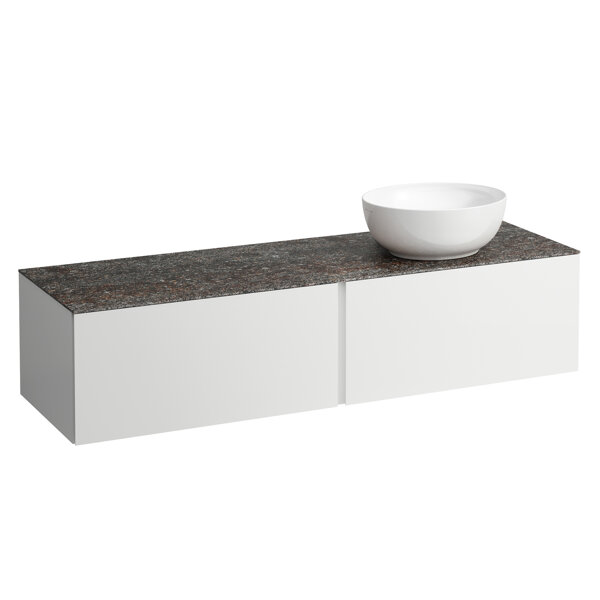 Laufen Il Bagno Alessi drawer element, stone top Marrone Naturale, cutout right, 160x50x37cm, to WT ...