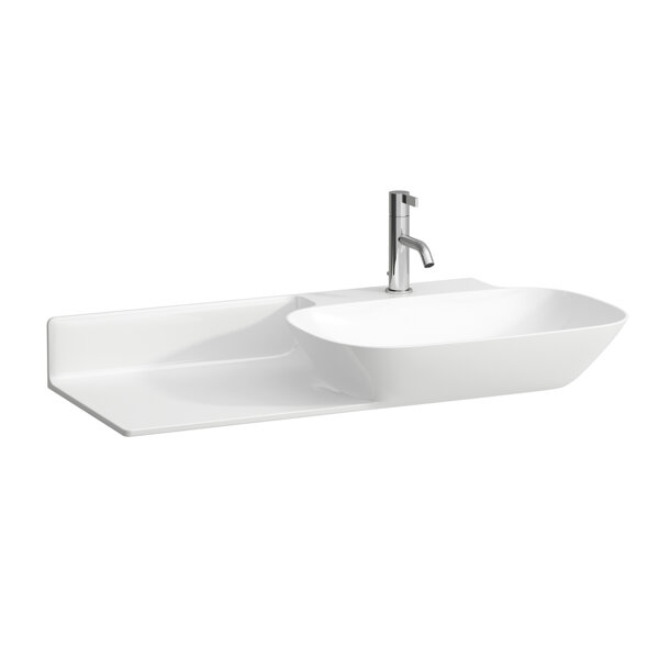 Laufen INO wash basin, 1 tap hole, without overflow, ceramic shelf left, 900x450mm, H813301