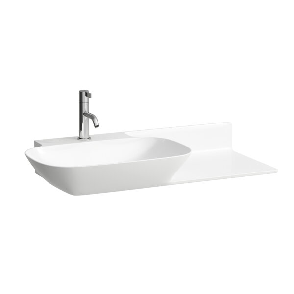 Laufen INO washbasin, 1 tap hole, without overflow, ceramic shelf right, 900x450mm, H813302