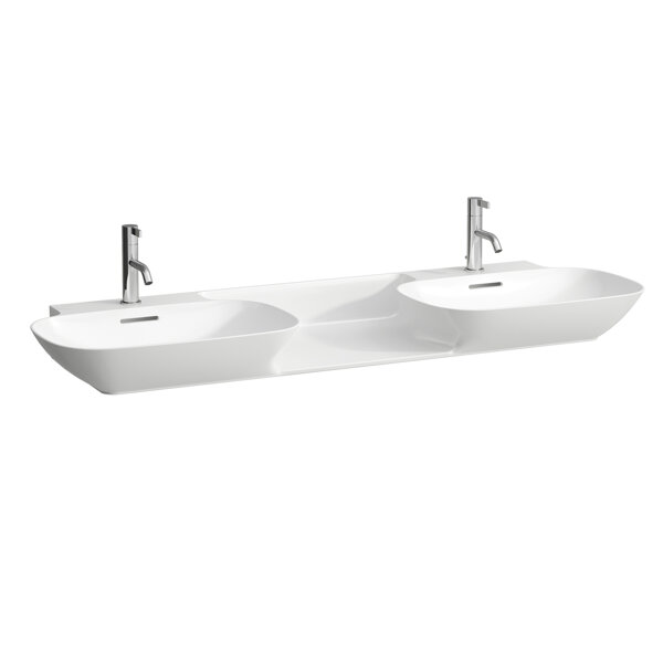 Laufen INO double washbasin, 1 tap hole per basin, with overflow, 1420x450mm, H814304