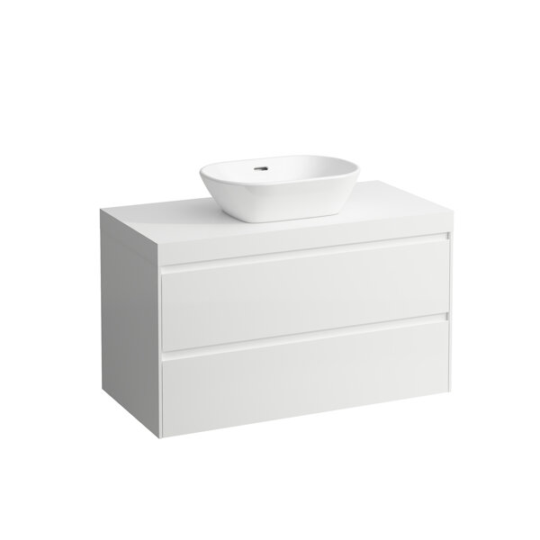 Laufen Lani washbasin top white matt incl. vanity unit, 1 cutout center, 985x495x580mm, H404561112