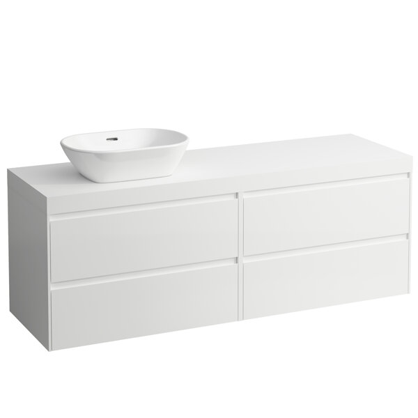 Laufen Lani washbasin top white matt incl. vanity unit, 1 cutout left, 1570x495x580mm, H404592112