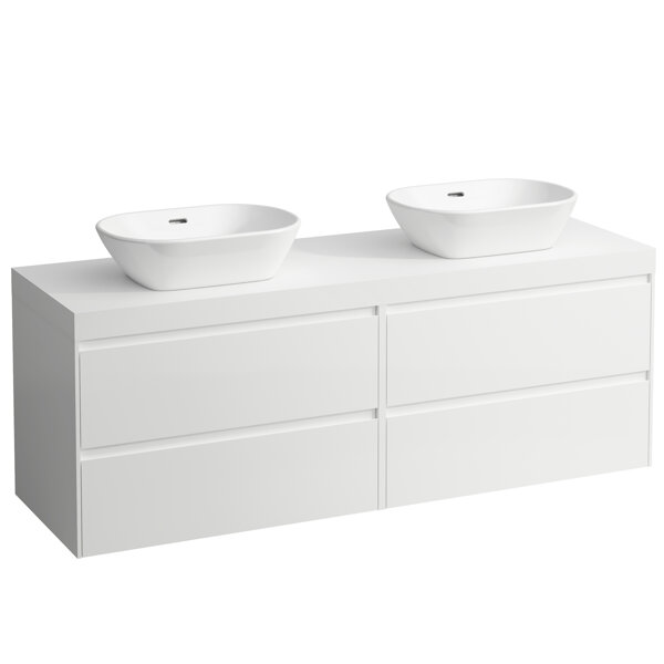 Laufen Lani washbasin top white matt incl. vanity unit, 1 cutout left and right, 1570x495x580mm, H40...