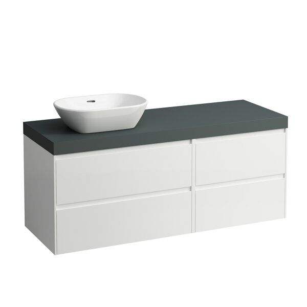 Laufen Lani vanity top traffic gray incl. vanity unit, 1 cutout left, 1370x495x580mm, H405582112