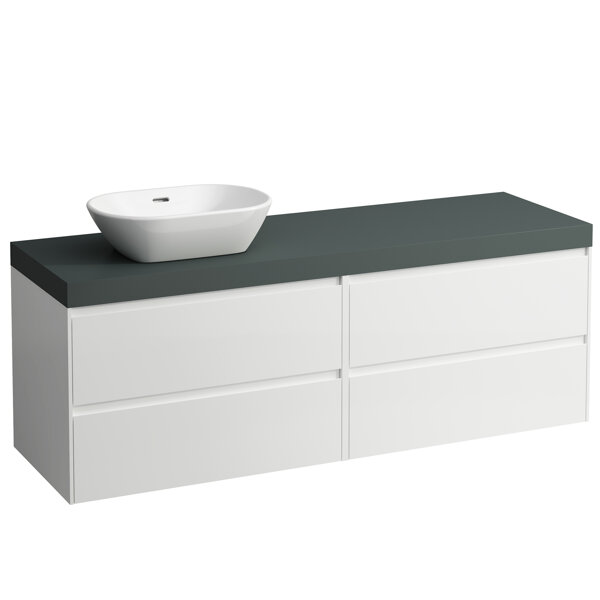 Laufen Lani vanity top traffic gray incl. vanity unit, 1 cutout left, 1570x495x580mm, H405592112