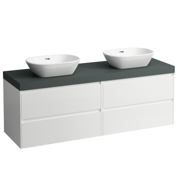 Laufen Lani washbasin top traffic gray incl. vanity unit, 1 cutout left and right, 1570x495x580mm, H405594112