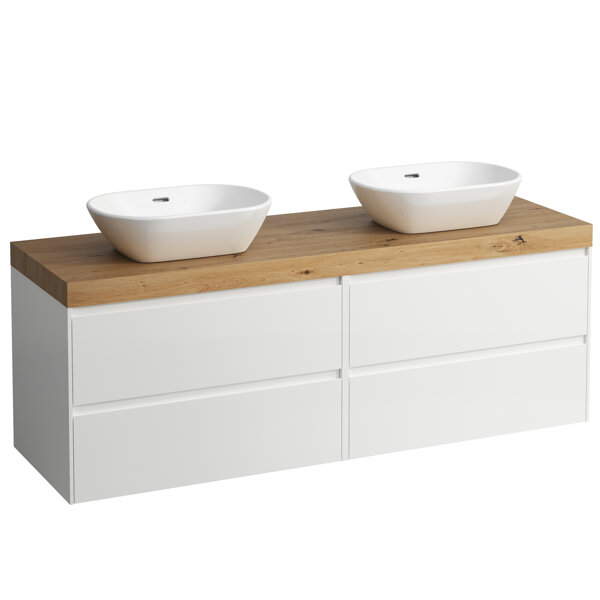 Laufen Lani washbasin top wild oak incl. vanity unit, 1 cutout left and right, 1570x495x580mm, H406594112