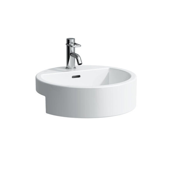 Laufen Living City semi-recessed washbasin, with overflow, without tap hole, 460x460mm, white