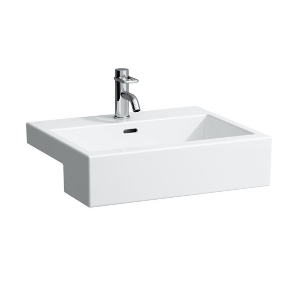 Laufen Living City semi-recessed washbasin, with overflow, 1 tap hole, 550x460mm, white