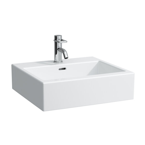 Laufen Living City countertop washbasin, 1 tap hole center, with overflow, 500x460mm, white